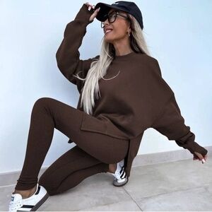 Brown Women's Pants & Jumpsuit Set